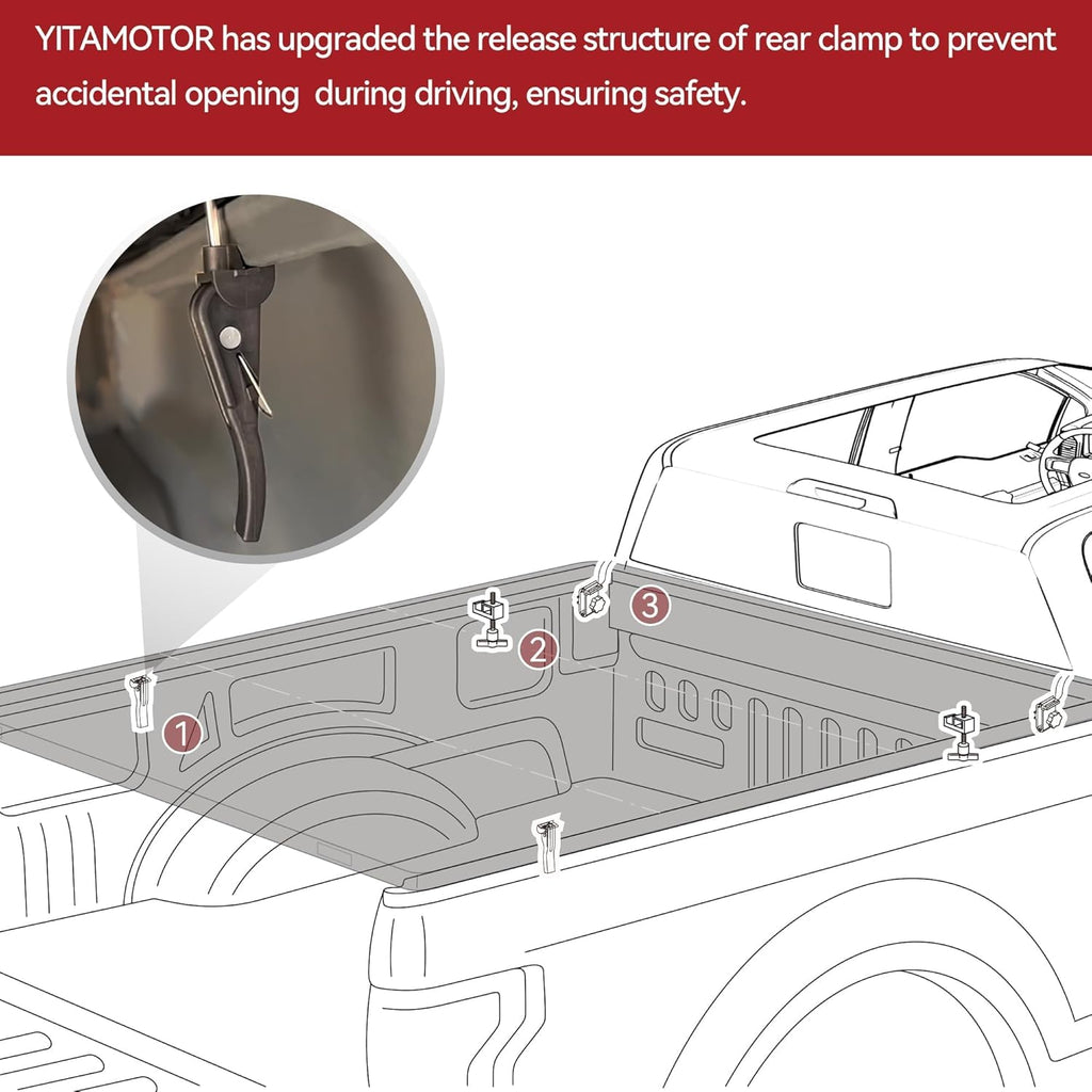 YITAMOTOR® Soft Tri Fold Truck Bed Tonneau Cover Compatible with 2016-2023 Toyota Tacoma (Excl. Trail Edition) Fleetside 6 ft Bed