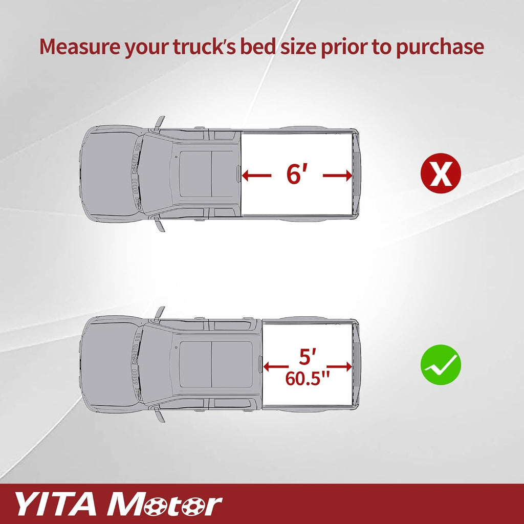 YITAMOTOR® Soft Roll Up Truck Bed Tonneau Cover Compatible with Toyota Tacoma 2024 (Excl. Trail Edition), 5 ft Bed with Deck Rail System