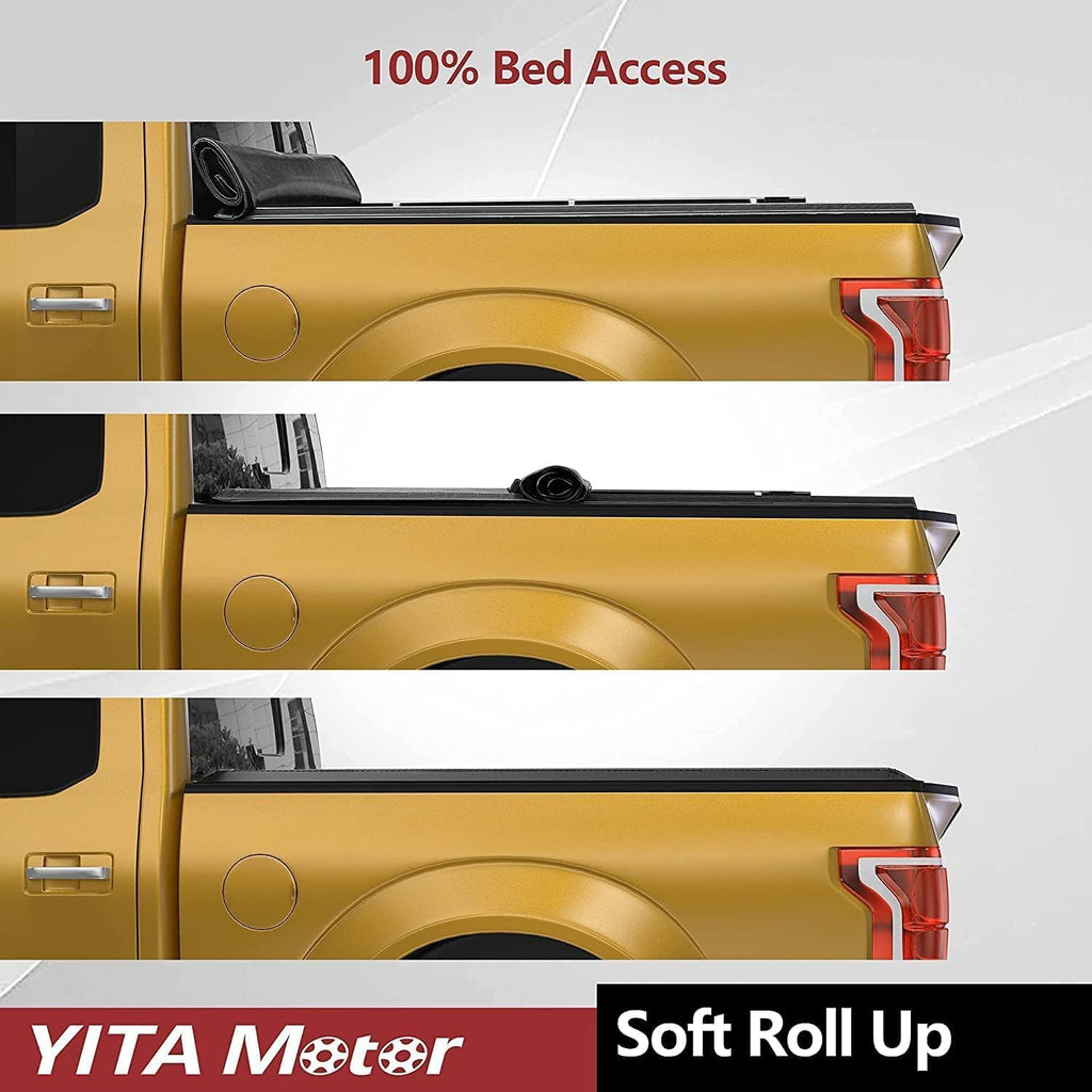 YITAMOTOR® Soft Roll Up Truck Bed Tonneau Cover Compatible with Toyota Tacoma 2024 (Excl. Trail Edition), 5 ft Bed with Deck Rail System