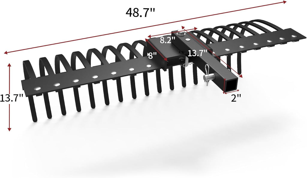 YITAMOTOR® Tractors Rake 17 Pine Straw Rake Fits 2" Receiver for Lawn Tractors or ATV/UTV