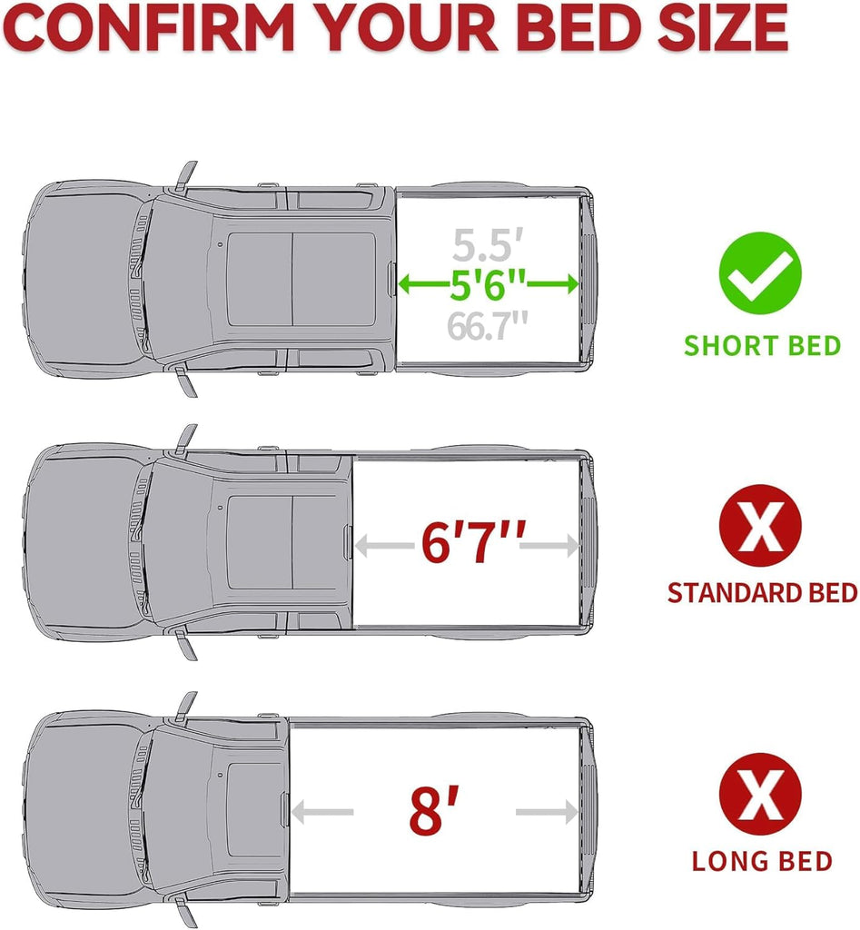 YITAMOTOR® Tailored FRP Hard Tri-Fold Truck Bed Tonneau Cover Fits for Toyota Tundra 2022 2023 2024 5.5ft Bed (Excl. Trail Edition) with Deck Rail System, Effortless Installation