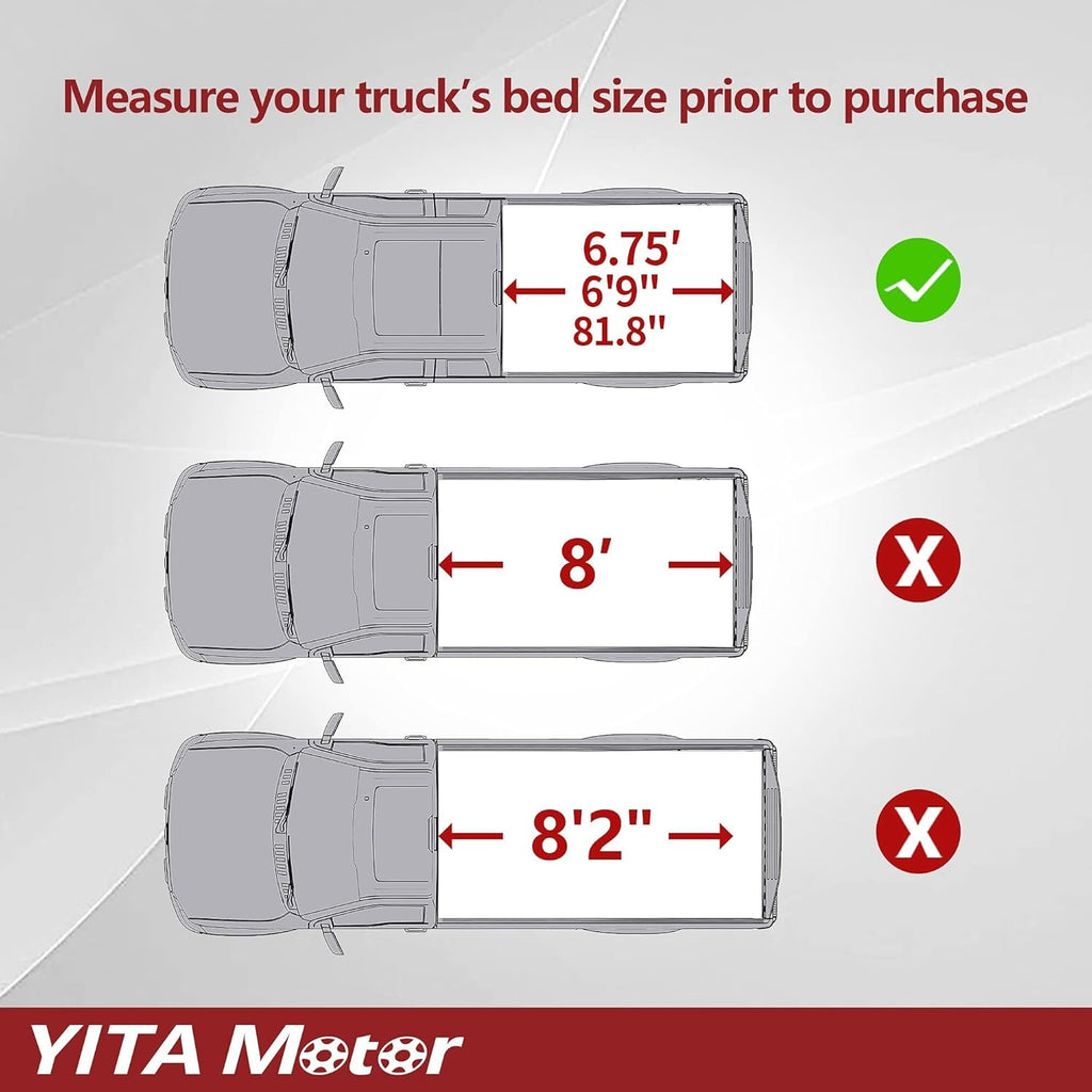 YITAMOTOR® Soft Quad Fold Truck Bed Tonneau Cover Fits for Ford F-250 F-350 F-450 F250 F350 F450 Super Duty 2017-2024, 6.75 ft Bed