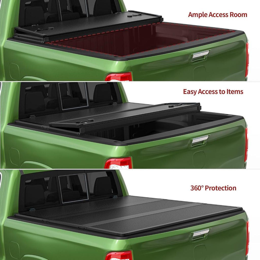 YITAMOTOR® FRP Hard Tri Fold Truck Bed Tonneau Cover Fits for Ford F-250 F-350 F250 F350 Super Duty 2017-2024, 6.75 ft Bed