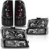 YITAMOTOR® Chevy Silverado 2003-2006 Headlights + Smoke Taillight headlamp Set