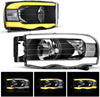 YITAMOTOR® Switchback 02-05 Dodge Ram 1500 LED Tube Headlights Assembly Clear Reflector