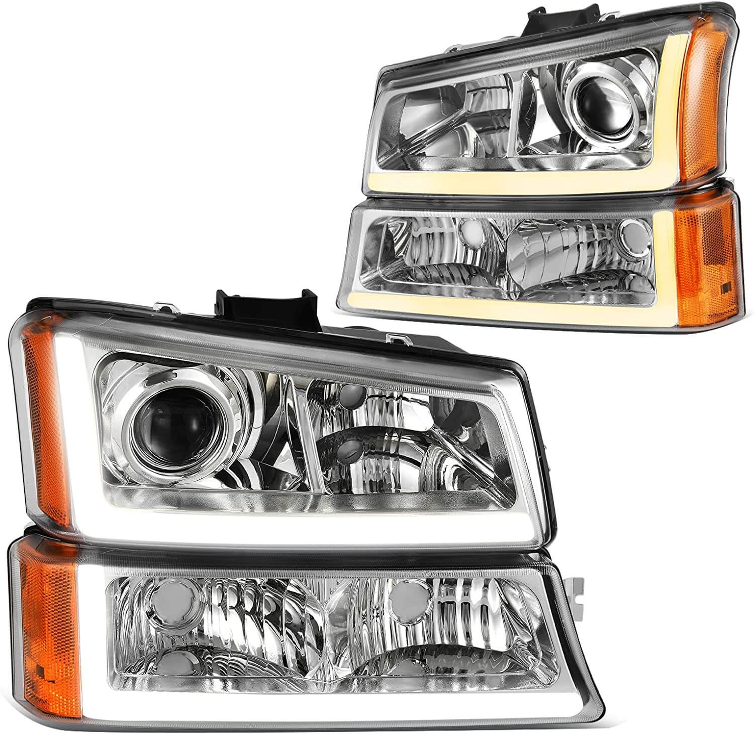 2003-2006 Chevy Silverado LED Headlights Assembly with Projector