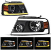 YITAMOTOR® LED DRL Headlight Assembly Replacement for 2004-2008 Ford F150 F-150 Headlamps w/Sequential Turn Signal Clear Lens Black Housing Pair Set