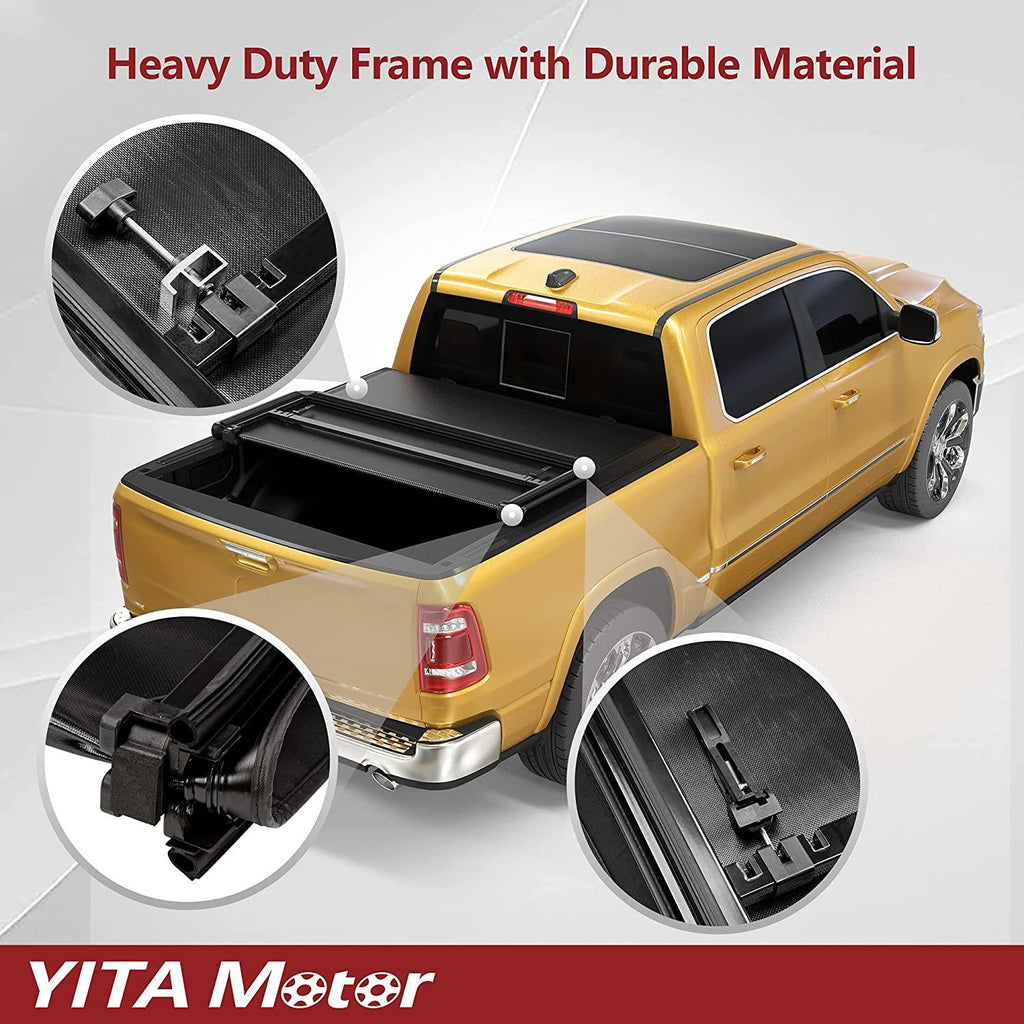 YITAMOTOR® Soft Tri-fold 2004-2015 Nissan Titan with Utili-Track System,  Fleetside 5.5 ft Bed w/o Titan Box Truck Bed Tonneau Cover