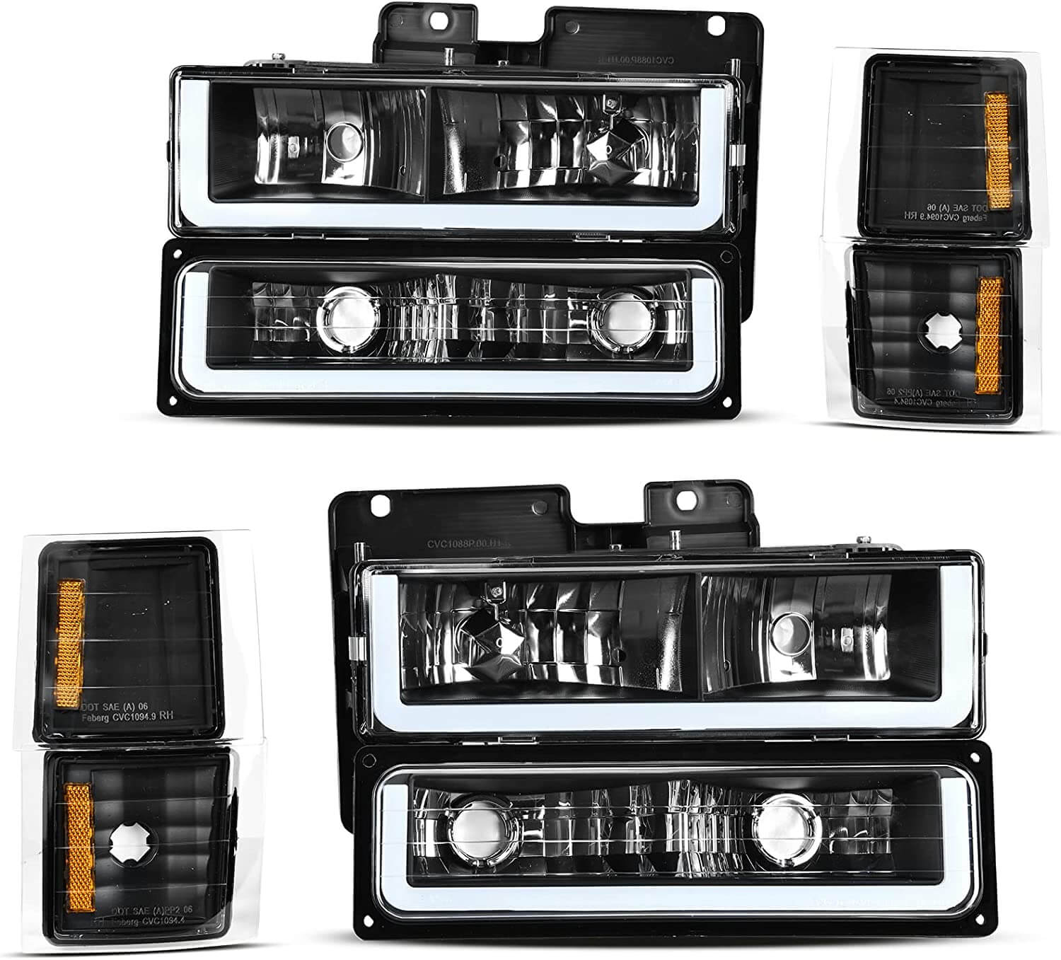 1994-1999 Chevy C/K 1500 2500 3500 LED LED DRL Headlights Assembly