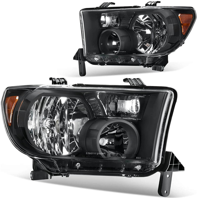 YITAMOTOR® 2007-2013 Toyota Tundra / 2008-2017 Toyota Sequoia Headlight  Assembly Black Housing Clear Lens