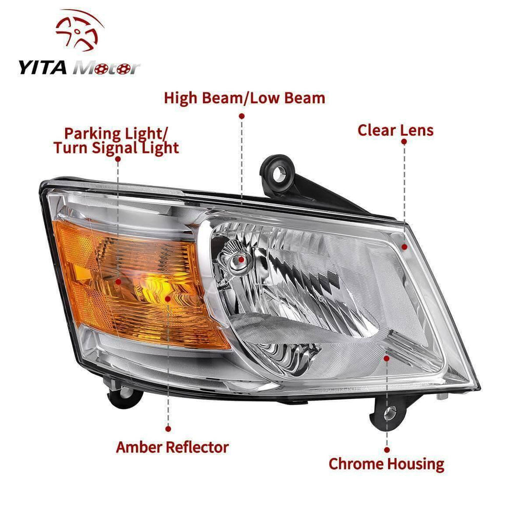 2008-2010 Dodge Grand Caravan Replacement Chrome Housing Headlight