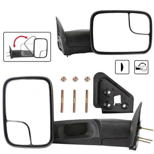 Pair Manual Tow Mirrors for Dodge 94-01 RAM 1500 94-02 RAM