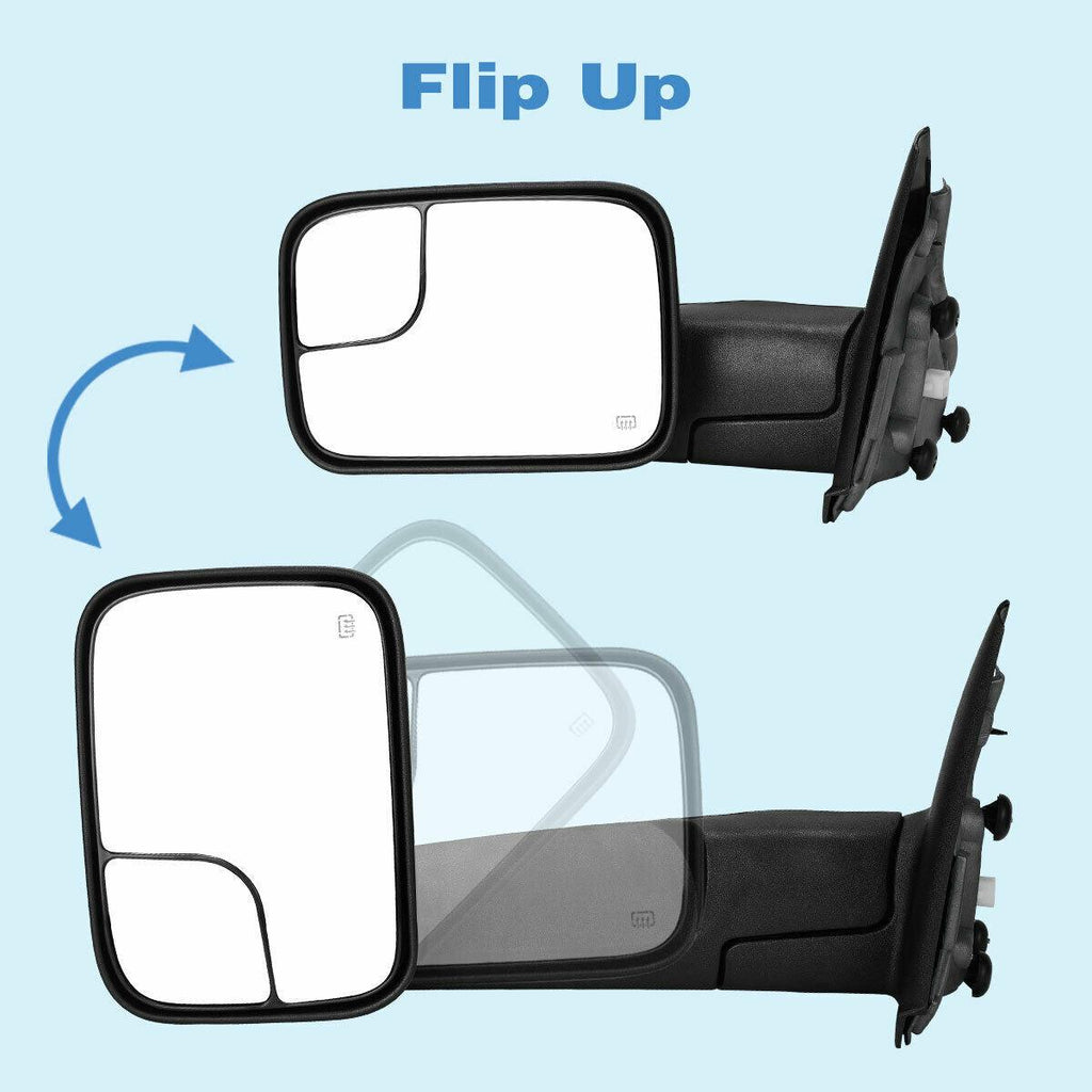 YITAMOTOR® Towing Mirrors For 02-08 Dodge RAM 1500 03-09 2500 3500